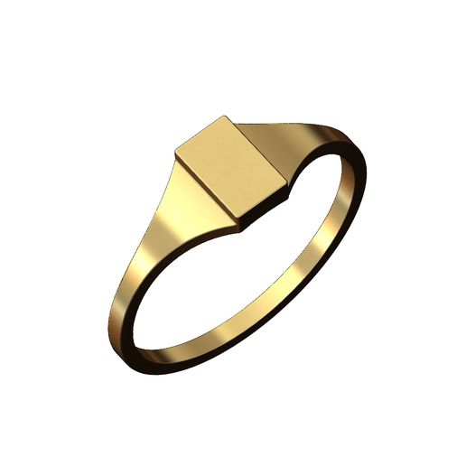 Engravable Rectangular signet ring 3D print model - 3D model önizlemesi