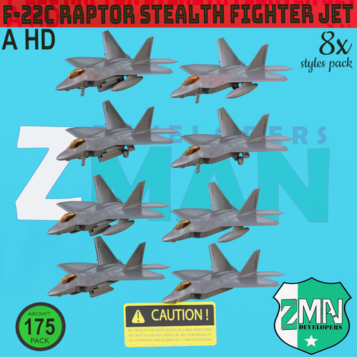 👪 F-22 RAPTOR V5 (FAMILY PACK)・ STL File for 3D printing・Cults