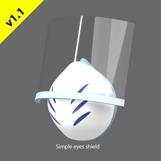 v1.1FM-FaceShieldc.jpg Descargar archivo STL gratis Hopio Simple Eyes Shield v1.1 • Objeto imprimible en 3D, hopio