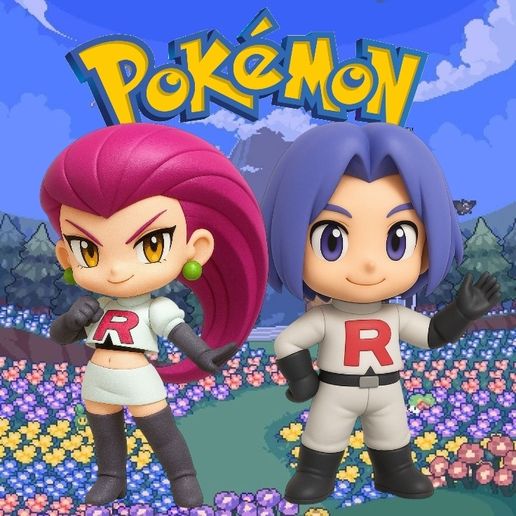 pokemon jessie and james team rocket chibi STL File for 3D  printingCults