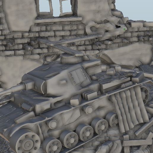 5.jpg Fichier STL Ruin with Panzer III wreckage - Flames of war Bolt Action German WW2 World war 2 Modern Warhammer・Modèle à télécharger et à imprimer en 3D, Hartolia-Miniatures