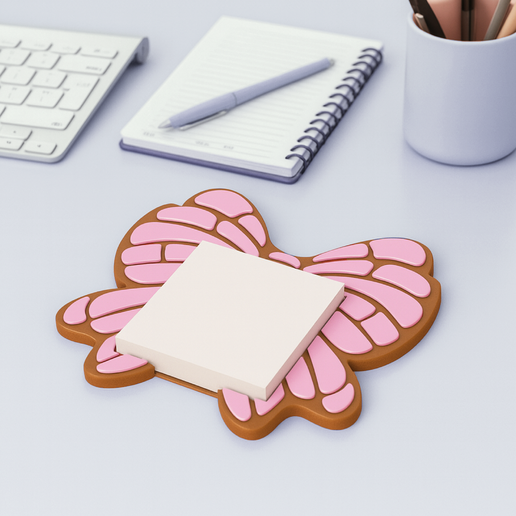 Concha Bow Sticky Note Holder | Cute Butterfly Desk Organizer