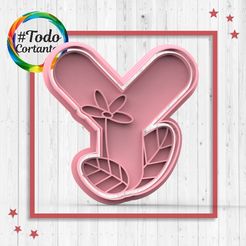 4420-Y-con-flores.75.jpg STL file Cutter letter Y with flowers・3D printing design to download