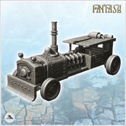 1-PREM.jpg STL file Steampunk car with chimney and bumper (1) - Future Sci-Fi SF Post apocalyptic Tabletop Scifi Wargaming Planetary exploration RPG Terrain・3D printer model to download