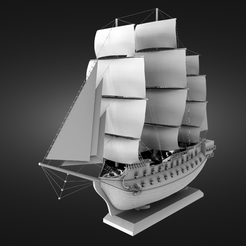 Big-ship-on-a-stand-render.png Fichier STL Grand navire sur un support (2 en 1)・Plan imprimable en 3D à télécharger