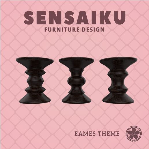 Miniature Replica 03. 1:12 Eames Walnut Stool for Miniature Dollhouse - Vitra - 3D Print Instant Download - Miniature Furniture Designer Series