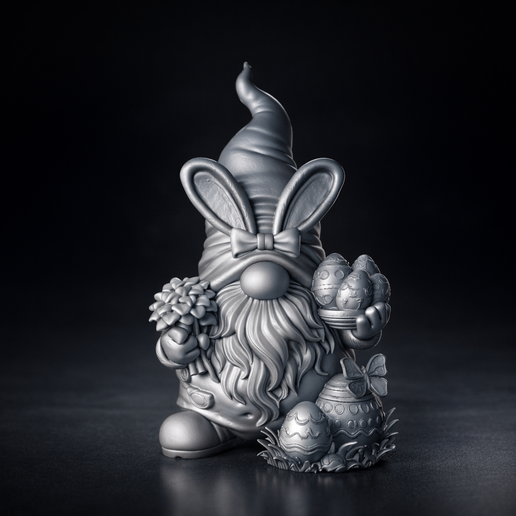 Easter Bunny Gnome with Eggs – Cute Spring Decor 3D Print, Festive Easter Table Centerpiece
