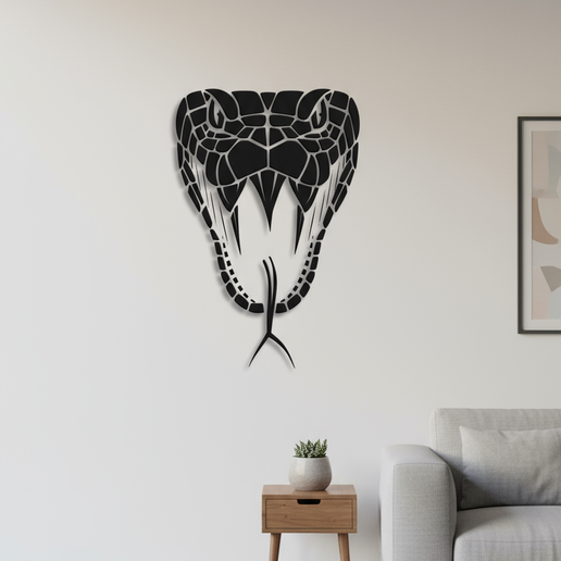 Cobra Face – Geometric Fangs Silhouette - 3D model önizlemesi