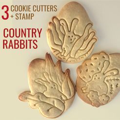 1.jpg Country rabbits - 3 cookie cuters + stamps
