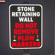E05890F3-47F7-4359-B827-EF3DC7DEB77F.png Stone Retaining wall do not remove plow markers - laneway sign