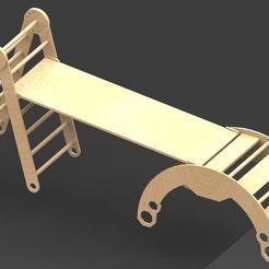 01-Gesamt.jpg Montessori Set - Climbing Arch/Balance Ladder Slide CAD Files