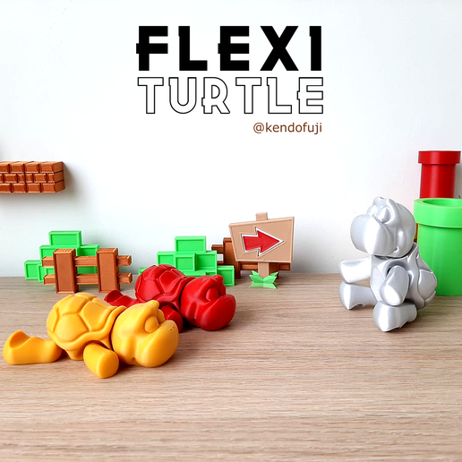 turtle-3d-printed.png Free STL file flexi turtle・3D print model to download, kendofuji
