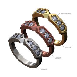 Double-chamfred-tag-3mm-diamond-band-size6-7-8-00.jpg Fichier STL Maillons doublement chanfreinés, bande de diamants de 3 mm, modèle d'impression 3D・Design pour imprimante 3D à télécharger