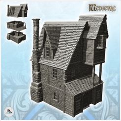 1-PREM.jpg STL file Medieval stone manor with large chimney and suspended room (18) - Medieval Gothic Feudal Old Archaic Saga 28mm 15mm・3D print object to download