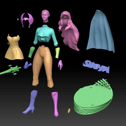 Pieces_Diagram.jpg Archivo STL Modelo de She-Ra a escala 1/6・Objeto para impresora 3D para descargar, DigitalStrider