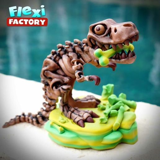 Flexi-Factory-Dan-Sopala-Skeleton-T-Rex_05.jpg Flexi Factory Print-in-Place Skeleton T-Rex Dinosaur