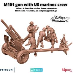 M101-1.jpg Fichier 3D M101 Gun with crew - 28mm・Modèle à imprimer en 3D à télécharger