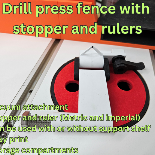 🛑 DRILL PRESS FENCE WITH STOP AND RULERS・ STL File for 3D printing・Cults