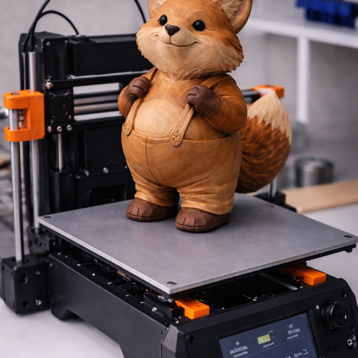 Cute Fox STL – Chubby Fox Figurine – Rustic Woodland Animal 3D Print Model – Single Color Printable STL File