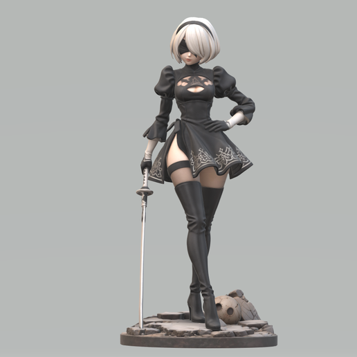 2B STL | NieR Automata YoRHa 2B 3D Printable Statue