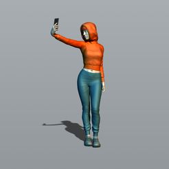 001.jpg Free STL file Pretty girl taking selfie・3D printing template to download