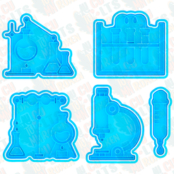 Science-cookie-cutter-set-of-5.png 3D file Science cookie cutter set of 5 *・3D print object to download, roxengames