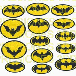 BATMAN.jpg STL file PACK 25 BATMAN SUPER HEROES LOGO EVOLUTIONS KEYCHAINS・3D printable model to download