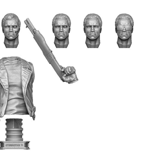 14.jpg TERMINATOR BUST T-800 3D PRINTABLE STL OBJ ZTL