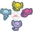 1a.jpg Kawaii Baby Axolotl Set of 4 Cookie Cutter and Stamps