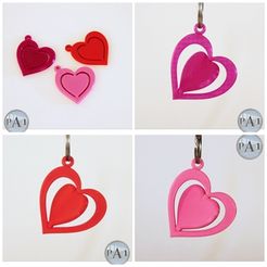 page.jpg Free STL file Spinning hearts keychain・3D printing model to download