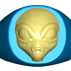 ARfront.png Fichier STL gratuit Bague de Signet Alien avec instructions de redimensionnement・Modèle imprimable en 3D à télécharger