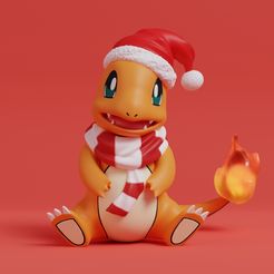 charmander-natal-render.jpg STL file Pokemon - Christmas Charmander・3D printable model to download, Fontoura3D