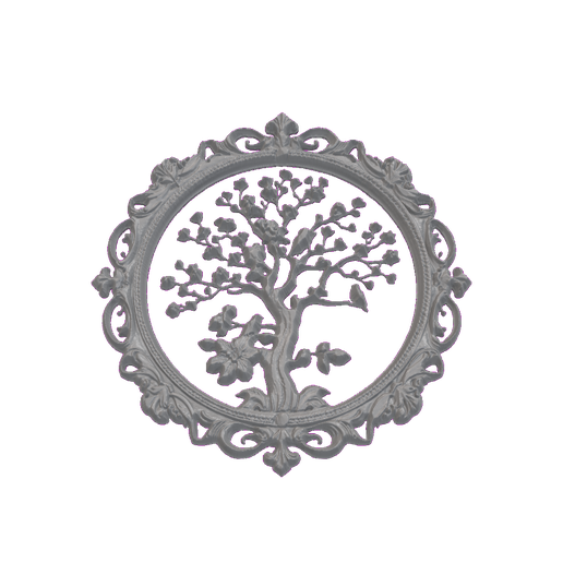 Tree of Life Open Cutout Frame with Birds STL