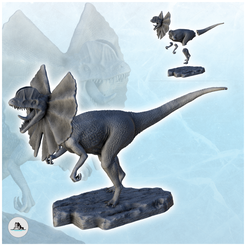 0-4.png STL-Datei Dilophosaurus Dinosaurier (4) - Hochdetaillierte Prähistorische Tiere HD Paleoart・3D-druckbares Modell zum herunterladen
