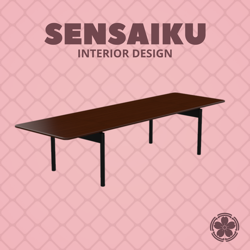 Miniature Replica 1:12 Cecilie Manz 01. Post Table 320 cm for Miniature Dollhouse - 3D Print Instant Download - Miniature Furniture Designer Series