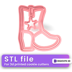 Cowboy-boot-cookie-cutter-5.png Cowboy boot COOKIE CUTTER - Cowboy COOKIE CUTTER STL FILE