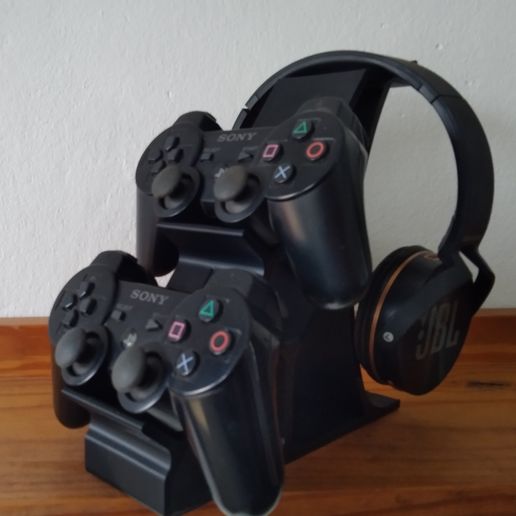 Dual Controller & Headset Stand – Gaming Desk Organizer (No Supports)