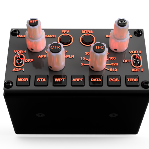 37.png Boeing 737 EFIS V6 — CAD & STL (Backlit, Dual‑Axis Knobs, Push Function)