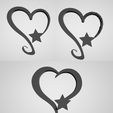 cover.jpg Silhouette du symbole du coeur et de l'étoile, Calligraphique Forme du coeur avec étoile, contour du coeur, pendentif, décoration du coeur et de l'étoile, Lot de 3