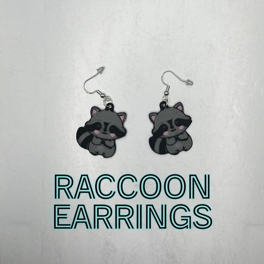 Raccoon Earrings 3D model