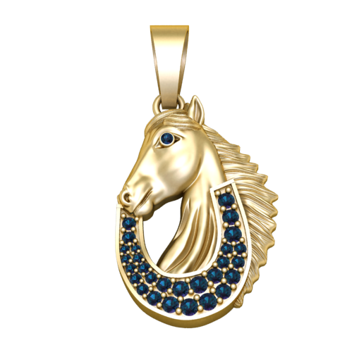 Majestic Horse & Horseshoe Luck Pendant - 3D Printable Jewelry STL - Equestrian Iced Out Charm