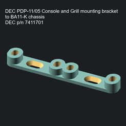 PDP-11_05_console_to_BA11-K_mounting_bracket_render.png DEC PDP-11/05 console and grill to BK11 box mounting bracket