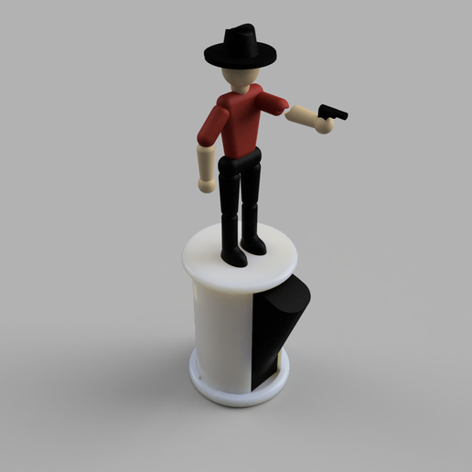 3MF file Collapsible 3D Printed Man & Cowboy – Trigger-Activated Rising ...