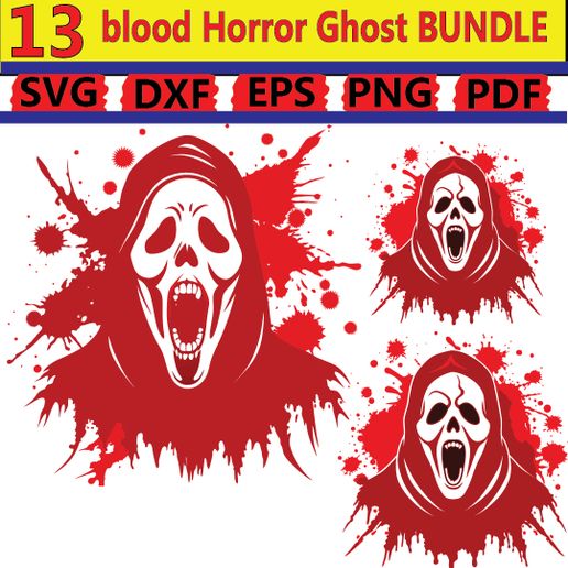 👻 Bloody horror ghost bundles svg, dxf, eps, png, pdf, file・ 3D File ...