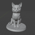 5.png Serene Sitting Cat Figurine (3D Print STL)