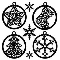 6.jpg Ornement de Noël - Pendentif - Ensemble de sapins de Noël Modèle d'impression 3D