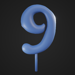 Nine_1.png STL file Numeric "Nine" puffy style cake topper・3D printable model to download