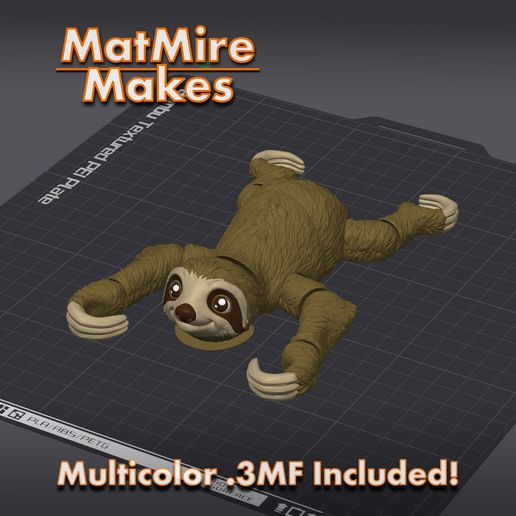Sloth_3MF.jpg Sloth plus Tree display, Articulated fidget figure, 3mf included