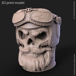 BK_vol1B_penholder_k1.jpg Archivo 3D Portabolígrafos Biker skull vol1B・Plan de impresora 3D para descargar
