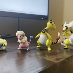 Mareep, Flaaffy, Ampharos et Mega-Ampharos Modèle d'impression 3D